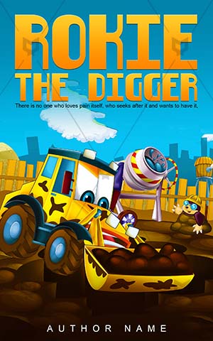 Children-book-cover-rokie-digger-cartoon