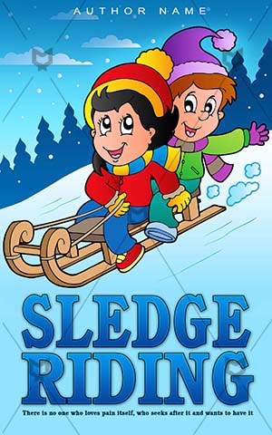 Children-book-cover-sledge-snow-cartoon