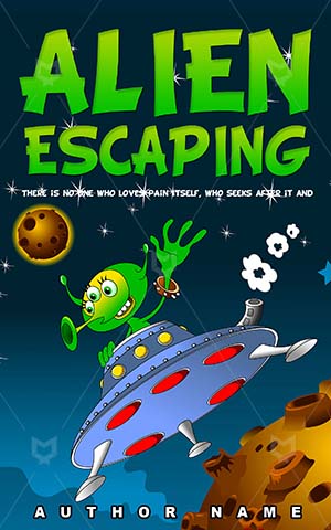 Children-book-cover-Alien-Rocket-Play-Fun-Illustration-Space-Young-Book-designs-for-kids-Cute-Flying-Diving-Universe-Cartoon