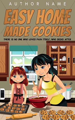 Children-book-cover-Baking-Daughter-Mother-Easy-Cookies-Cookbook-designs-Modern-Pretty-Indoor-Home-Woman-Cover-kids-Smiles