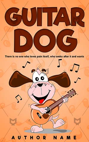 Children-book-cover-Cartoon-Dog-Play-Music-Happiness-Vector-Animals-Dancing-Kids-design-Guitar-Cute