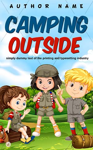 Children-book-cover-Child-Camping-Sleeping-bag-Camp-Vector-Small-Happy-Childhood-Childrens-ideas-Campers-Student