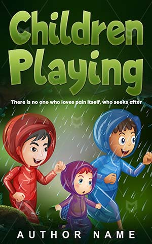Children-book-cover-Dark-Night-Playing-Three-kids-running-Cover-design-for-Rain-Kid-Run-Outdoor-Tree-Child-Illustration-Student