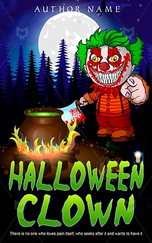 Children-book-cover-Clown-Spooky-Boiling-Zombie-eater-Killer-Halloween-covers-for-kids-Mystery-Scary-Illustration
