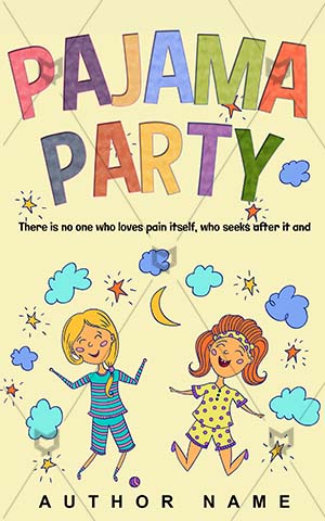 Children-book-cover-Fun-Vector-Party-Kids-covers-Childhood-Night-Sleep-Cover-kids-play-Pajama-Sleepover