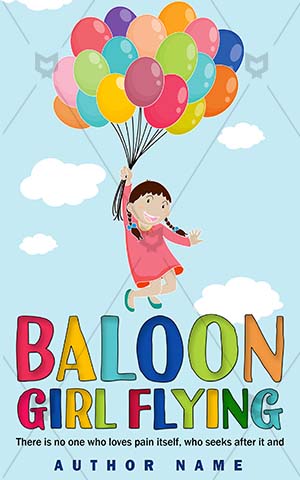 Children-book-cover-Girl-flying-Young-Flying-Colour-Kids-design-Object-Illustration-Hold-Playing-Woman-Sky-Closeup-Single-Baloon