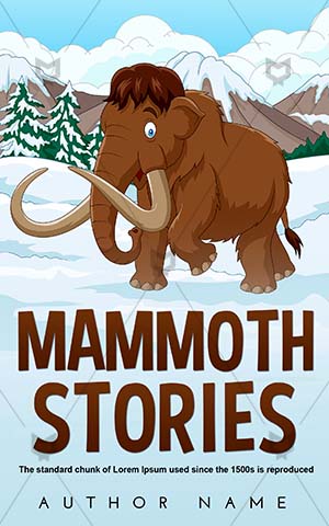 Children-book-cover-Ice-age-Large-Animal-Illustration-Brown-Cartoon-Elephant-Mammal-Trunk-Book-cartoon-Snow-Adorable-Fur