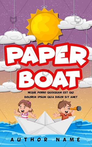 Children-book-cover-Paper-Boat-Sea-Kids-Story-Book-Cover-Design-Girl-and-Boy-Trip-Ship-Coloring-Illustration-Travel