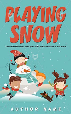 Children-book-cover-Play-Fun-Kids-Snow-Cover-kids-play-Vector-Snowman-Enjoyment-Pre-made-children's-covers-Cartoon-Game