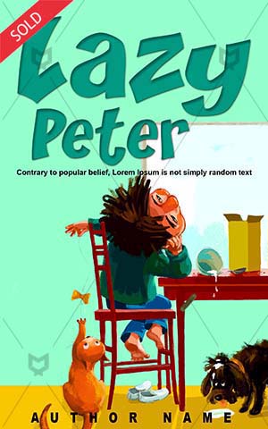 Children-book-cover-Play-Illustration-Boy-Lazy-story-Vector-Cartoon-Childhood-Kids-Messy-Peter