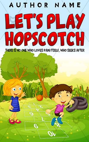 Children-book-cover-Playing-Hopscotch-Kids-Books-covers-for-kids-playing-Girl-female-Game-Sport-Numbers-Play-Fun-Park-Jumping-Friends