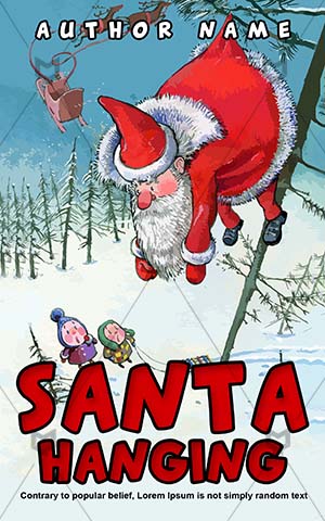 Children-book-cover-Santa-claus-Kids-Hanging-Vector-Cover-kids-Surprised-Cartoon