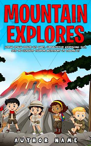 Children-book-cover-Tropical-Kids-Enjoy-Mountain-Vector-Hiking-Forest-Dark-Nature-Art-Explores