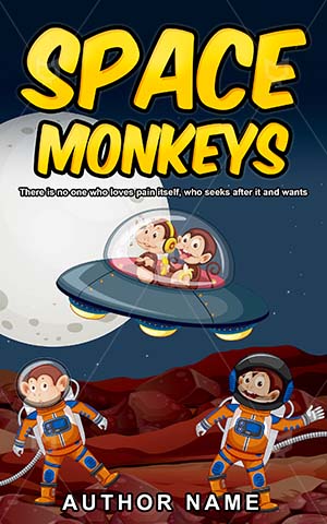 Children-book-cover-Vector-Space-Illustration-covers-Sky-Moon-Monkey-UFO-Book-designs-for-kids-Astronaut-Spaceship-Planet
