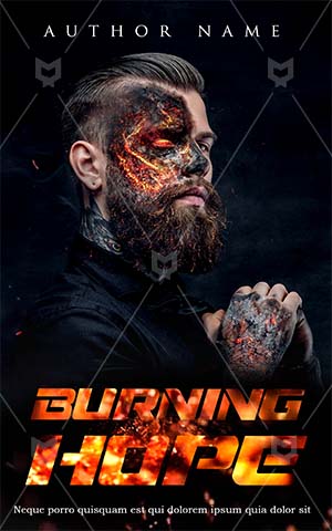 Fantasy-book-cover-man-face-burning-night-horror