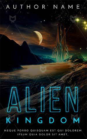Fantasy-book-cover-alien-city-golden-moon-rocket-covers-sky-kingdom-premade-fantasy
