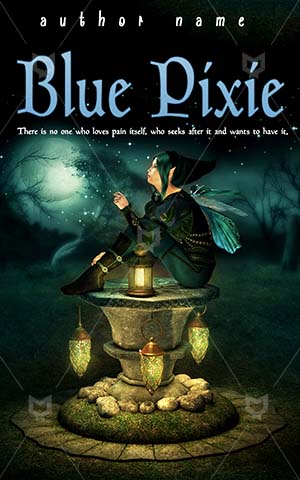 Fantasy-book-cover-Blue-Hood-Elf-Pixie-covers-Kids-ideas-Lamp-Night-Woman-Forest-Magic-Moon-Cap