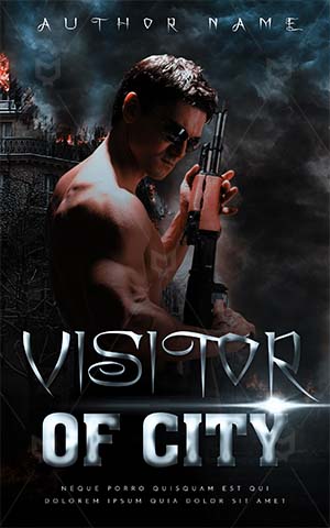 Fantasy-book-cover-fantasy-gangster-gun-man-with-city-war-premade-covers