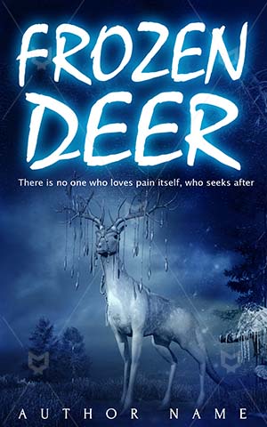 Fantasy-book-cover-Frozen-Deer-deer-Freeze-design-Pond-Illustration-Nature-Winter-Night-Ice-covers