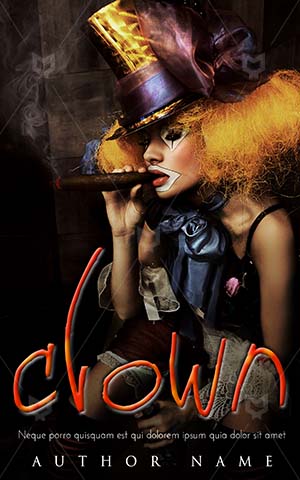 Fantasy-book-cover-Scary-Monster-Clown-Fine-art-Cigar-smoke-Woman-smoking-Gothic-woman-Black-clown-zombie-Halloween