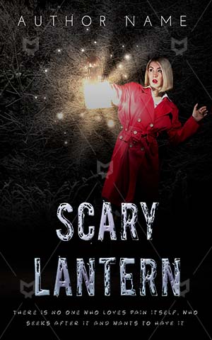 Fantasy-book-cover-Woman-Lantern-with-lantern-Red-Frock-Alone-Horror-Scary-Tale-Detective