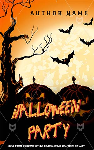 Horror-book-cover-halloween-party-pumpkin-bat