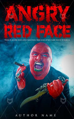 Horror-book-cover-Angry-Man-Face-Scary-story-red-faced-man-Red-Evil-Knife-Anger-Killer-Mystery-Crime-Smoking