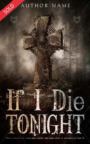 Horror-book-cover-Die-Spooky-Cross-Background-Illustration-Scary-stories-Autumn-Tree-Dark-Fog-Night-Bone-Forest-Skull-Shrubs
