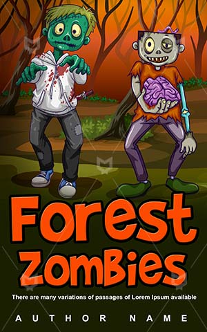 Horror-book-cover-Forest-Zombie-Halloween-covers-for-kids-Zombies-Vector-Dangerous-Walking-Jungle-Scary-Undead