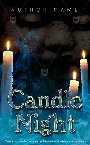 Horror-book-cover-horror-candle-scary-ghost-smoke-blue-with-fire