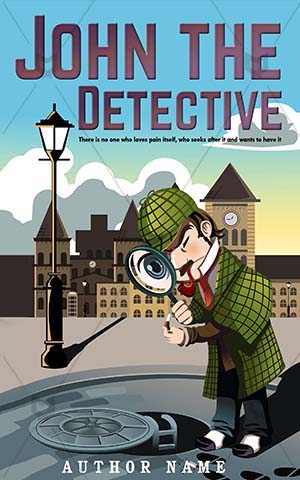 Thrillers-book-cover-Detective-John-covers-Man-exploring-Exploring-Magnifying-glass-Vector-Thriller-Police